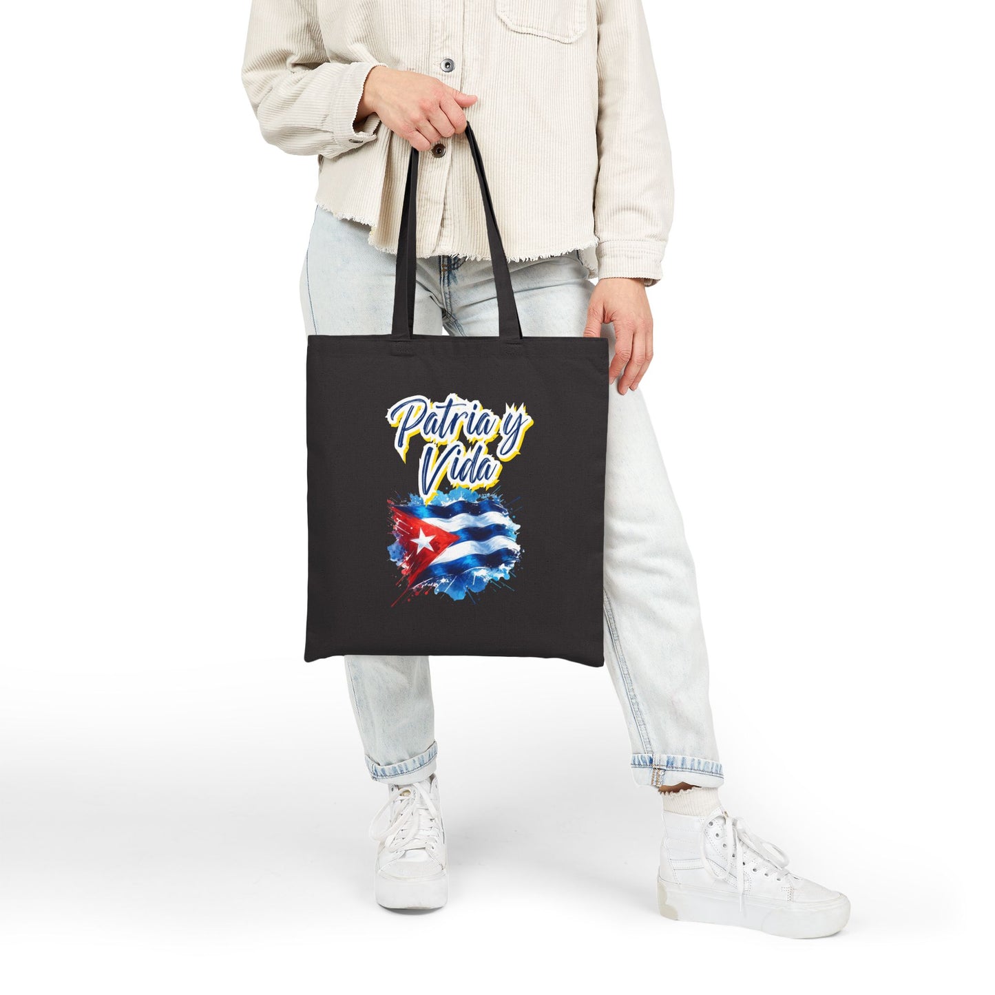 Tote Bag Bolsa Negra Cubana – Patria y Vida con Orgullo Cubano, Estilo con Conciencia, para tu Día a Día
