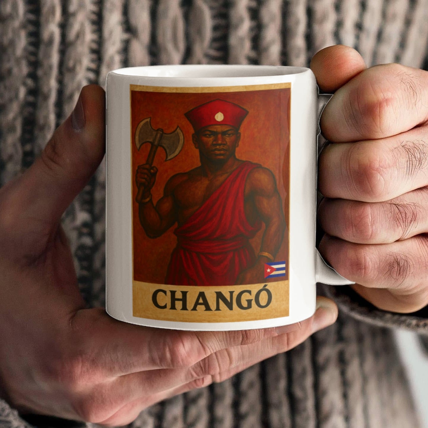 Changó Ceramic Mug Custom-made – Café con Fuego, Fuerza y Justicia