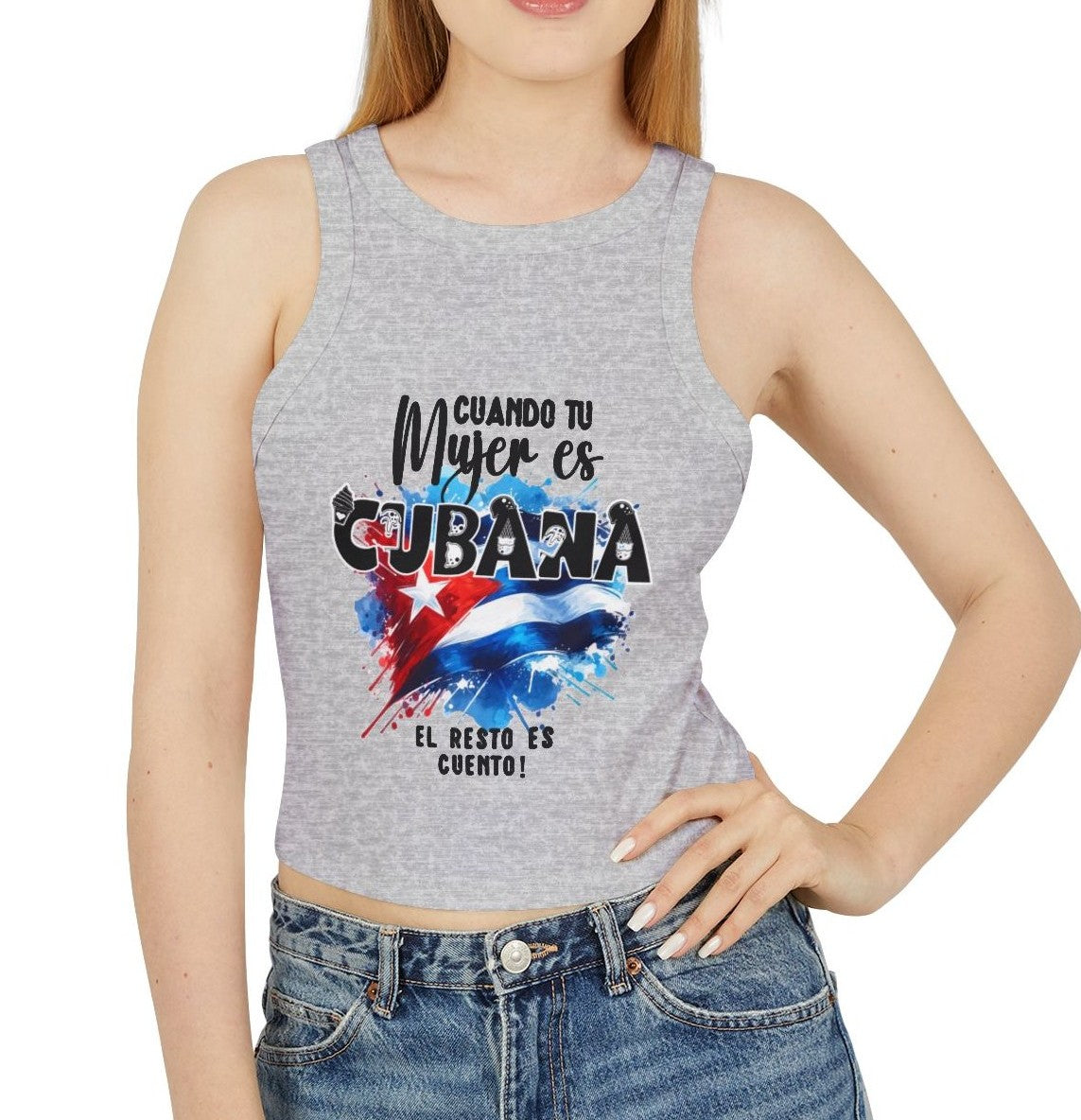 Crop Tee Blusita Cubana Cortica – Cuando Tu Mujer es Cubana, el Resto es Cuento