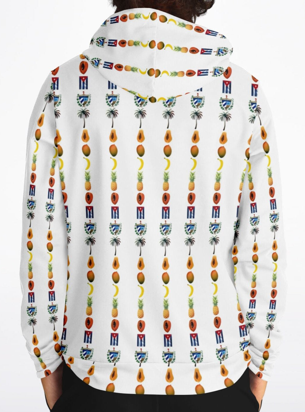 Hoodie Cuba Sabrosa - Frutas, Palmas y Bandera, 100% Cubano