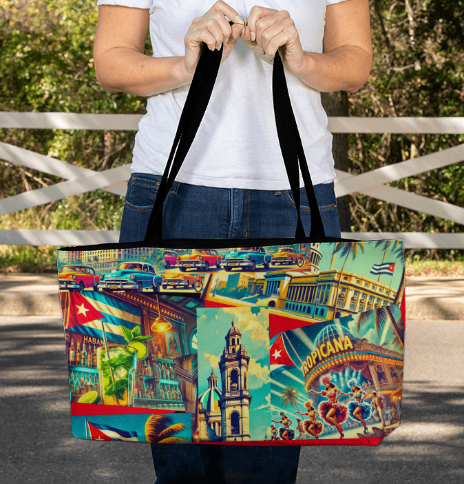 Tote Bag Weekender – Bolso Cubano Americano, Orgullosas Postales Cubanas