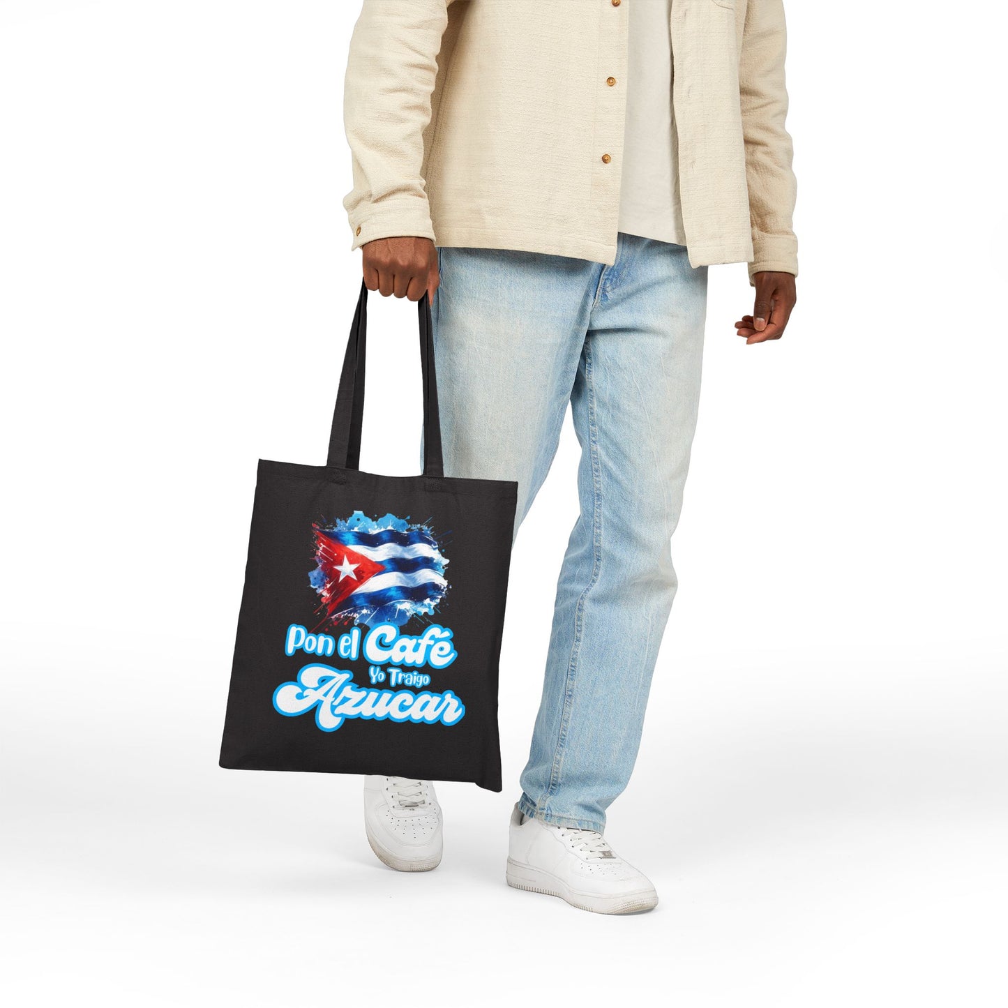 Tote Bag, Bolsa Negra Cubana - Pon el Café Yo Traigo Azucar, Gift for Coffee Lovers, Beach bag