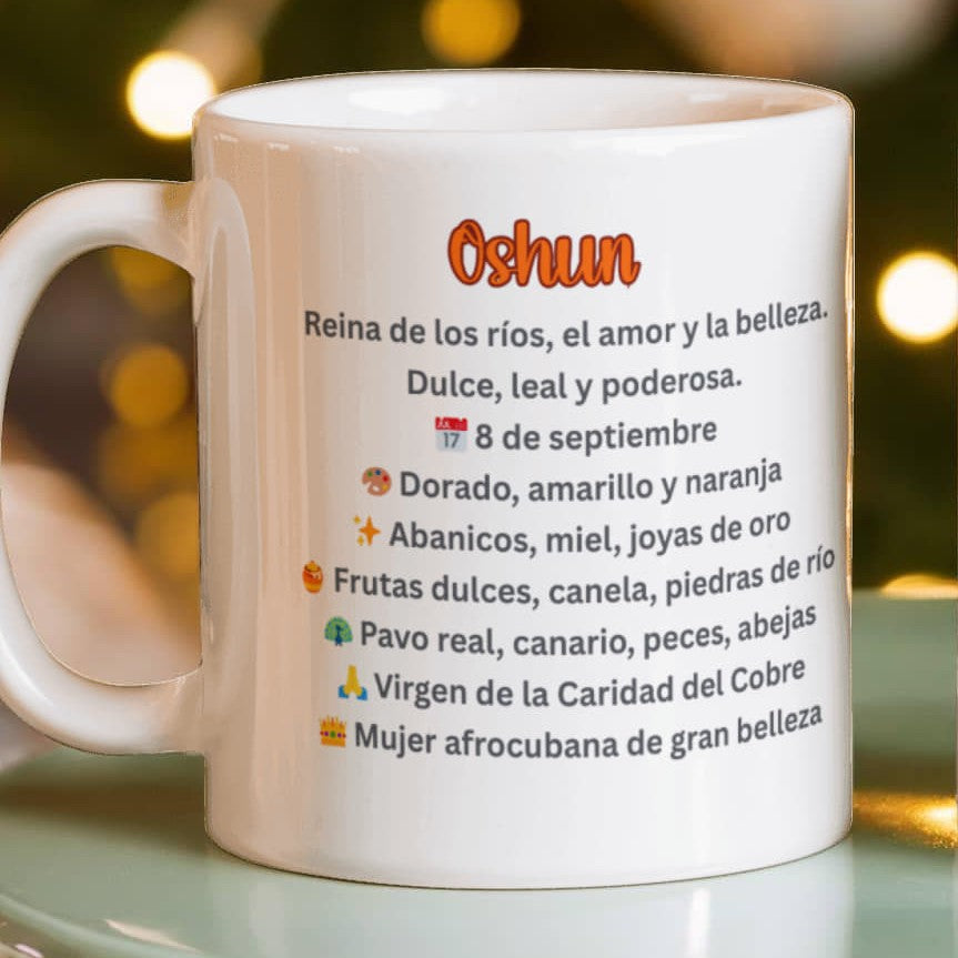 Oshún Ceramic Mug Custom-made - Belleza, Amor y Poder Dorado