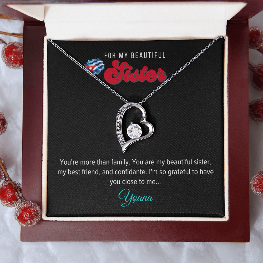 Forever Love Necklace, Personalized Sister - 18k Yellow Gold Plated or 14k White Gold Plated