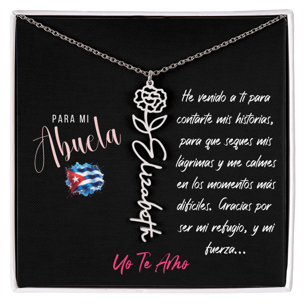 Necklace,Collar con Flor de Nacimiento y Nombre Personalizado – Regalo para Abuela