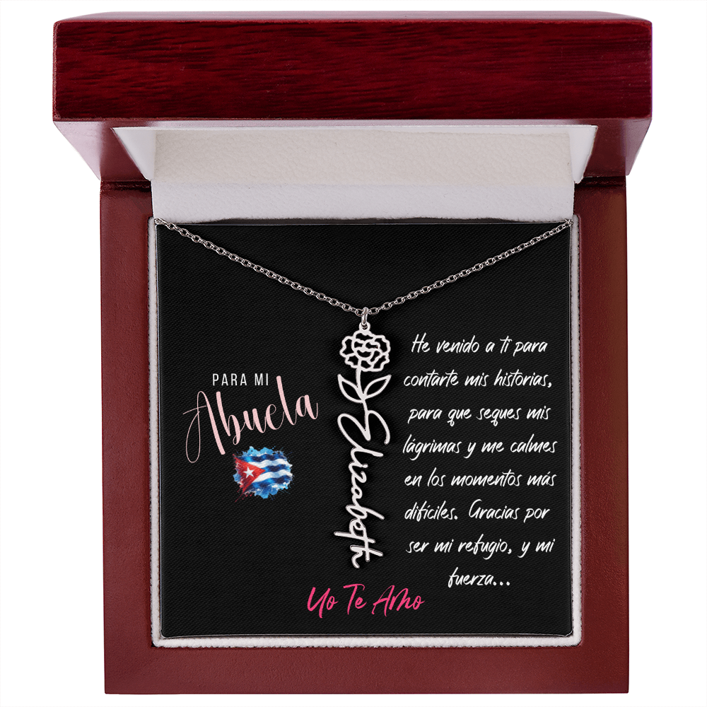 Necklace,Collar con Flor de Nacimiento y Nombre Personalizado – Regalo para Abuela