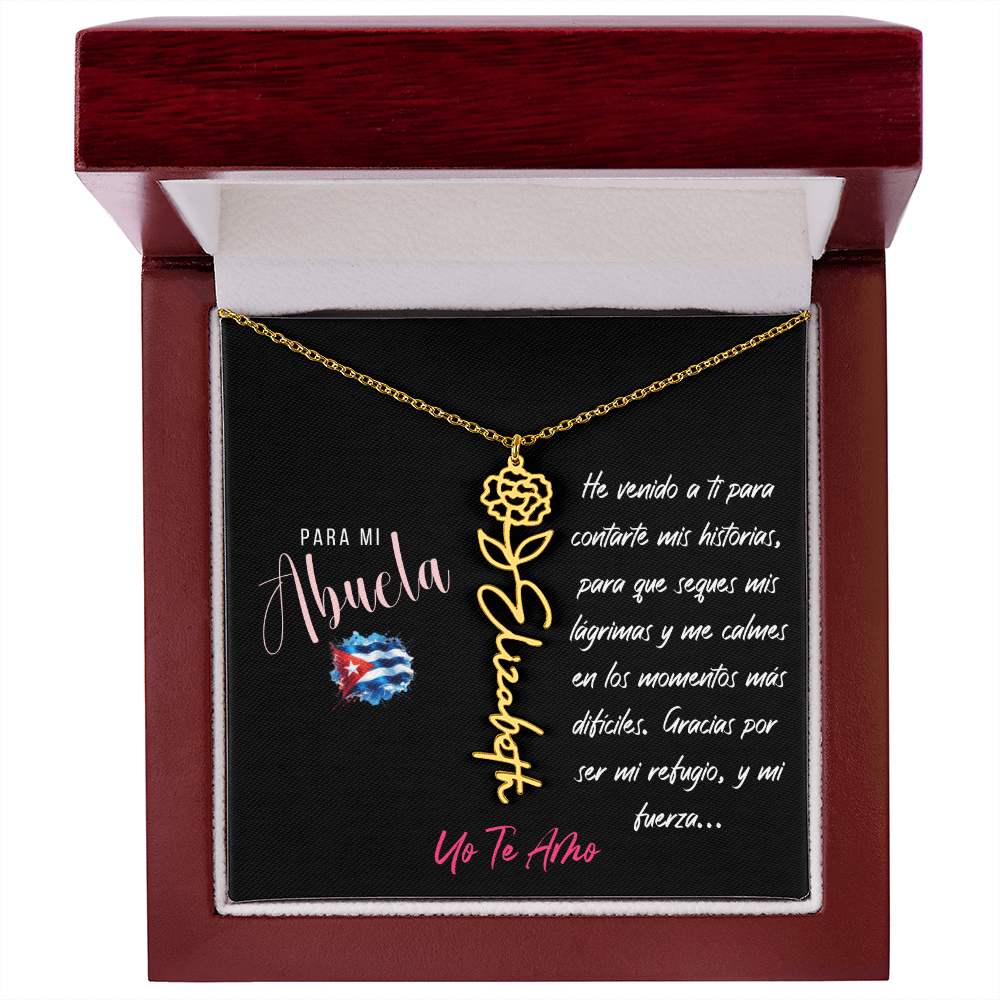 Necklace,Collar con Flor de Nacimiento y Nombre Personalizado – Regalo para Abuela