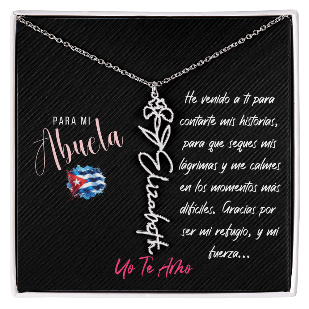 Necklace,Collar con Flor de Nacimiento y Nombre Personalizado – Regalo para Abuela