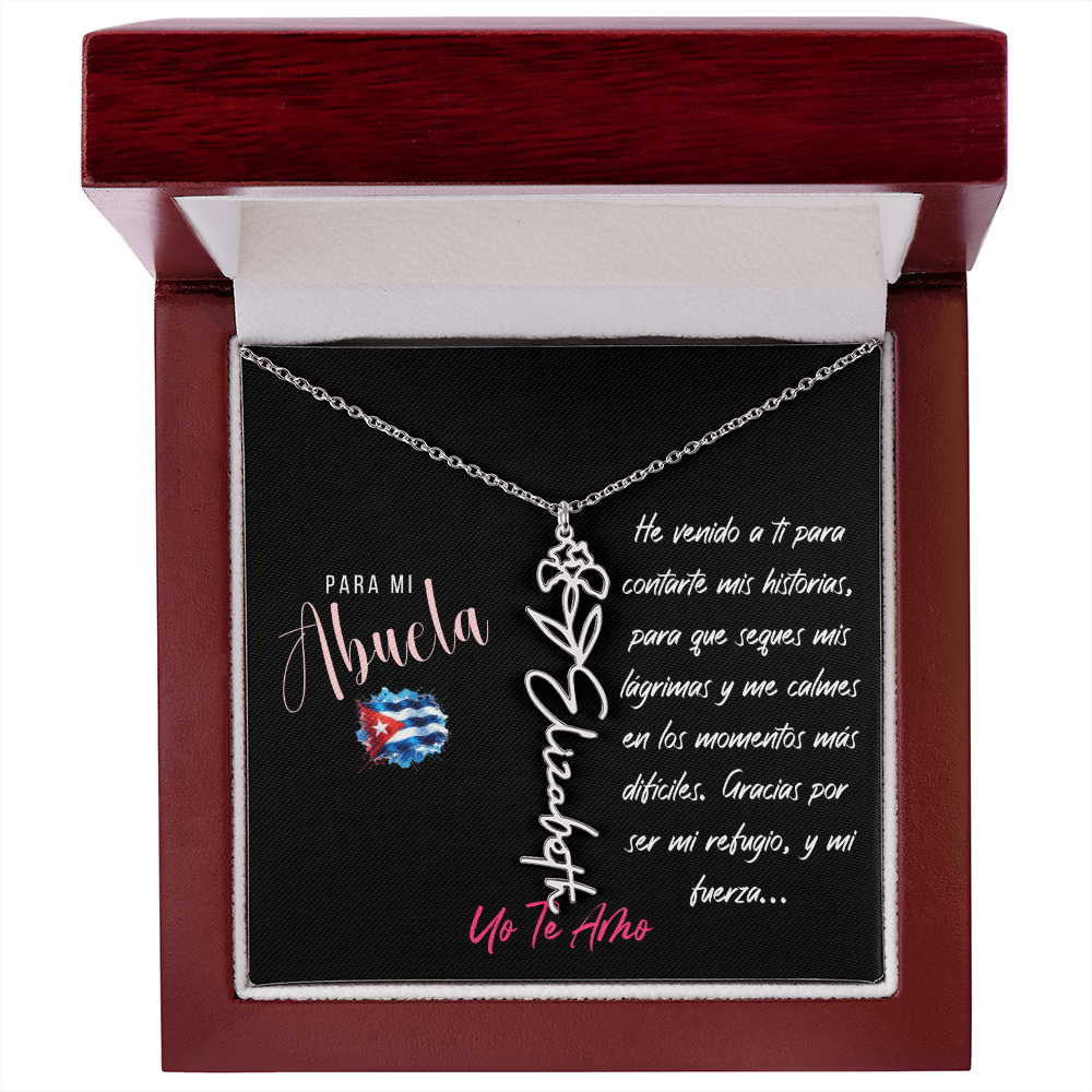 Necklace,Collar con Flor de Nacimiento y Nombre Personalizado – Regalo para Abuela