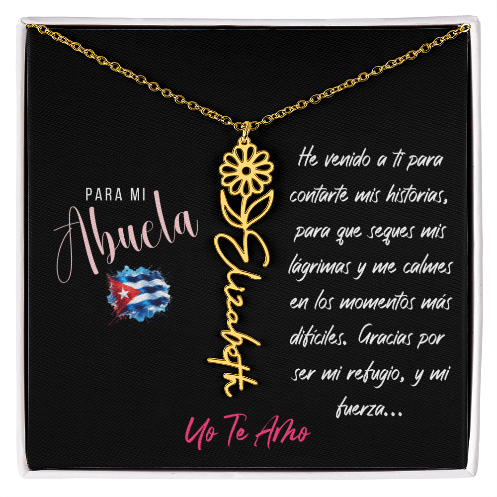 Necklace,Collar con Flor de Nacimiento y Nombre Personalizado – Regalo para Abuela