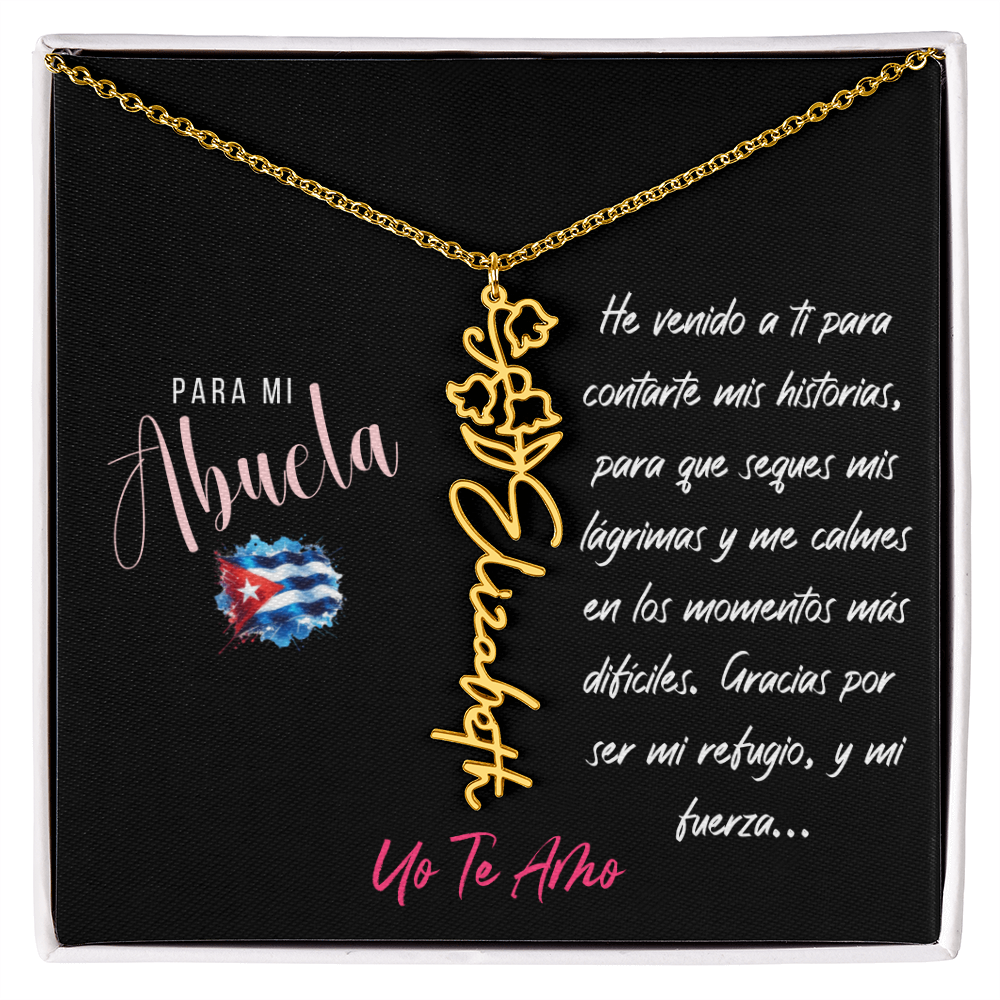 Necklace,Collar con Flor de Nacimiento y Nombre Personalizado – Regalo para Abuela