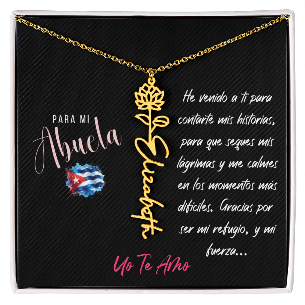 Necklace,Collar con Flor de Nacimiento y Nombre Personalizado – Regalo para Abuela