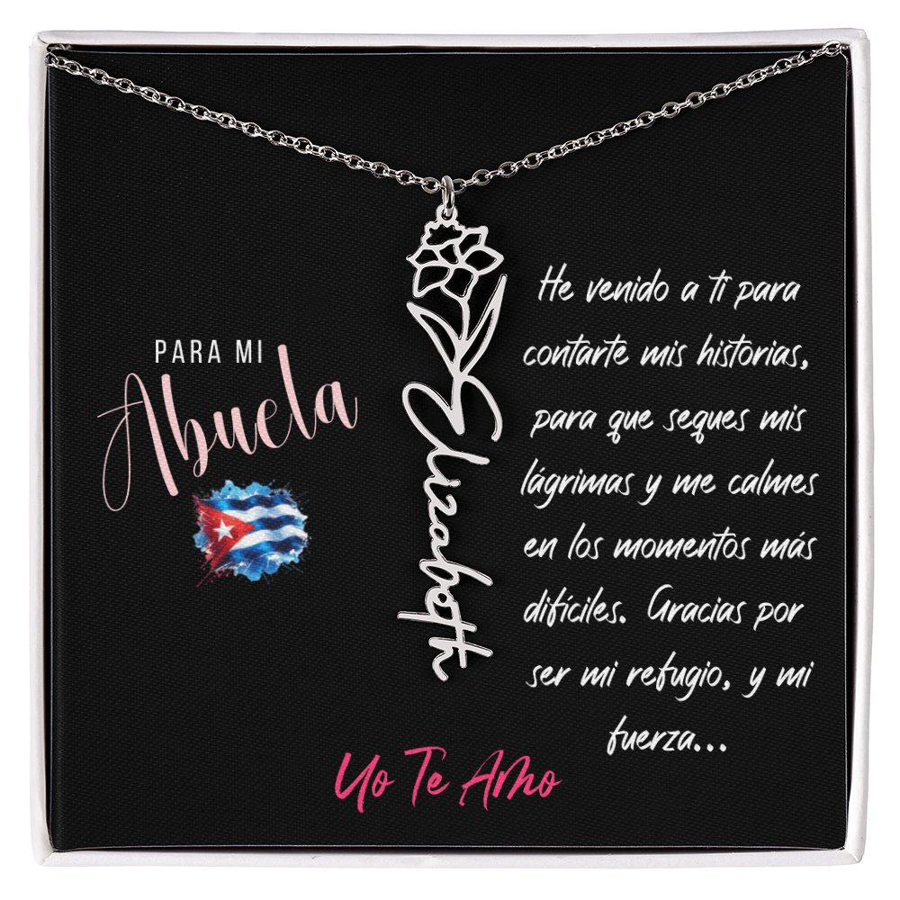 Necklace,Collar con Flor de Nacimiento y Nombre Personalizado – Regalo para Abuela