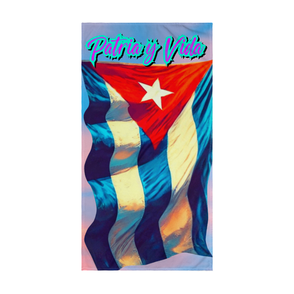 Beach Towel, Toalla de Playa Grande – Patria y Vida, Bandera Cubana Grande