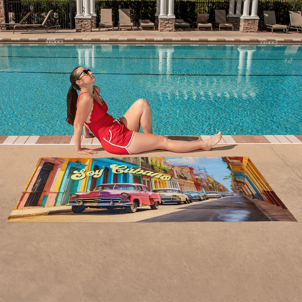 Beach Towel, Toalla de Playa Grande – Carros Clásicos, Habana Vieja, Soy Cubano