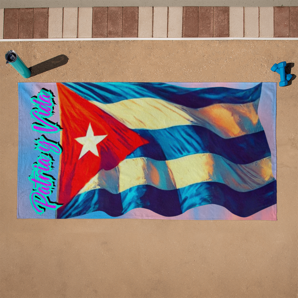 Beach Towel, Toalla de Playa Grande – Patria y Vida, Bandera Cubana Grande