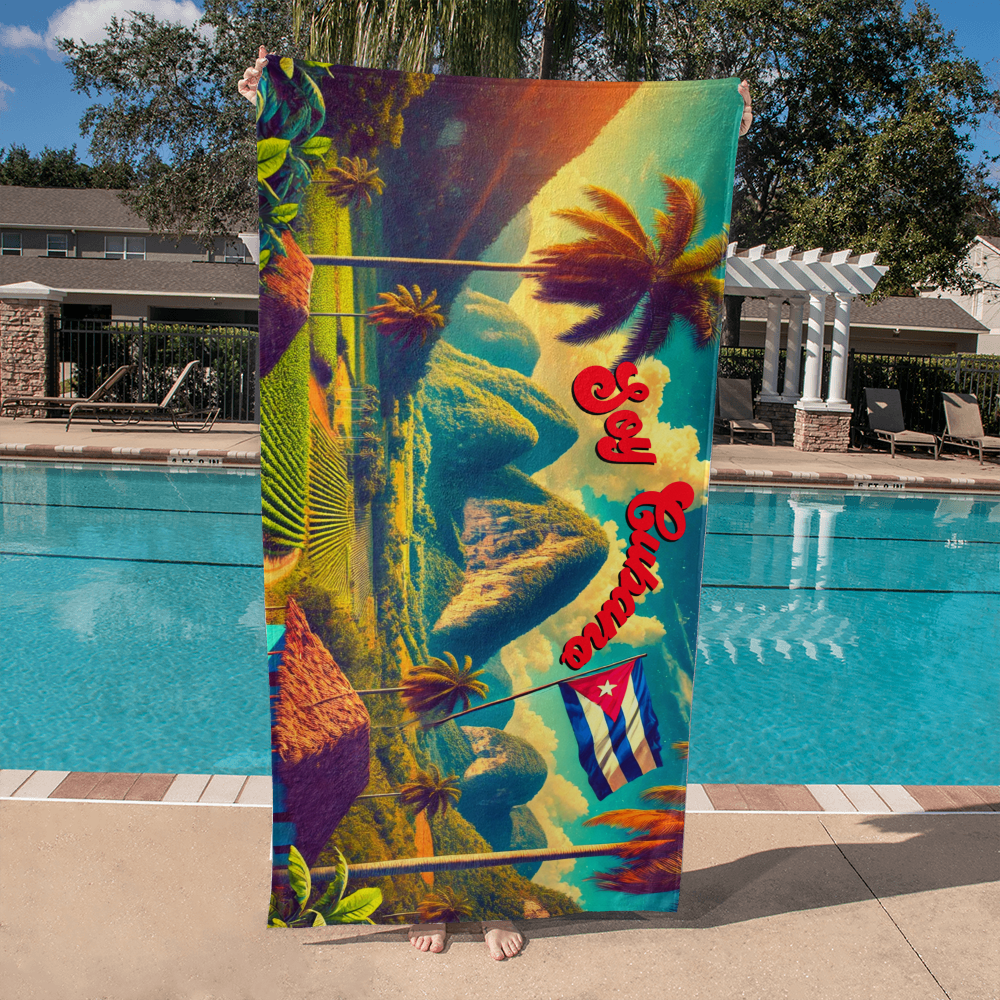 Beach Towel, Toalla de Playa Grande – Viñales Cuba Vibes, Soy Cubano