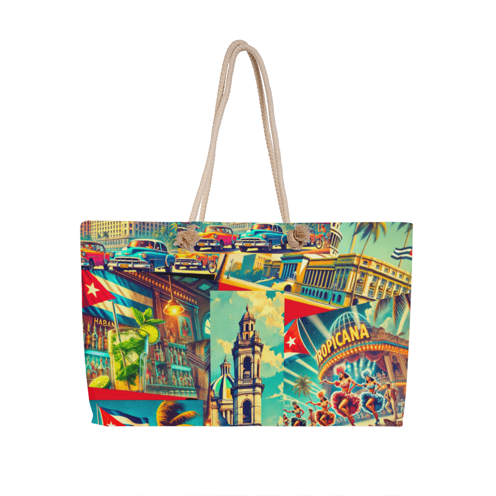 Tote Bag Weekender – Bolso Cubano Americano, Orgullosas Postales Cubanas