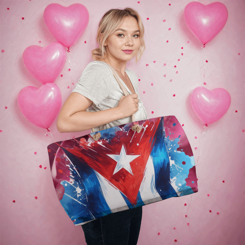 Tote Bag Weekender – Bolso Cubano Americano, Buenas Vibras Traigo