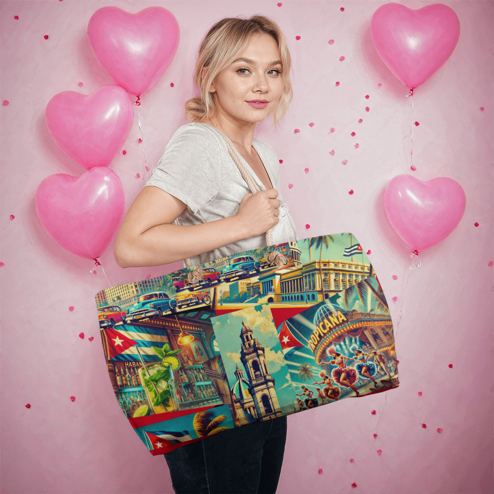 Tote Bag Weekender – Bolso Cubano Americano, Orgullosas Postales Cubanas