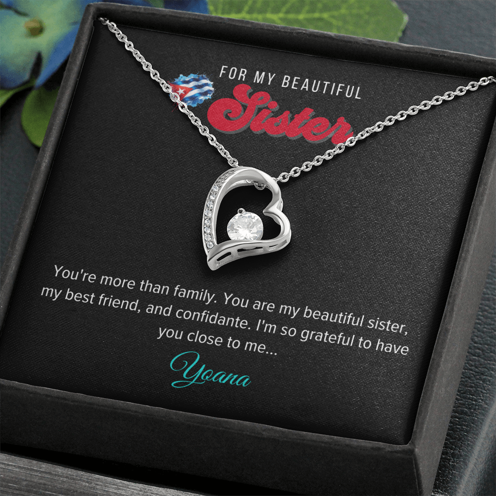 Forever Love Necklace, Personalized Sister - 18k Yellow Gold Plated or 14k White Gold Plated
