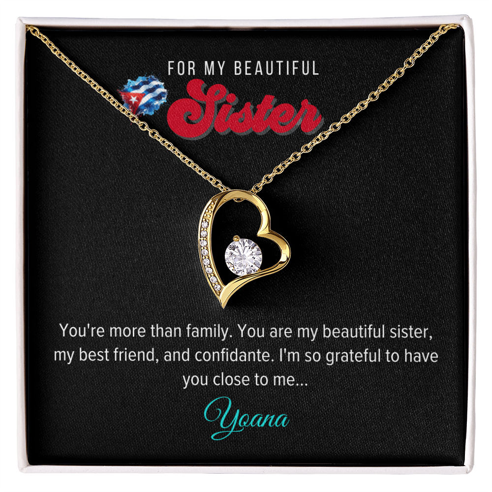 Forever Love Necklace, Personalized Sister - 18k Yellow Gold Plated or 14k White Gold Plated