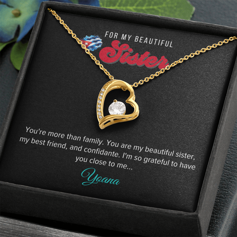 Forever Love Necklace, Personalized Sister - 18k Yellow Gold Plated or 14k White Gold Plated