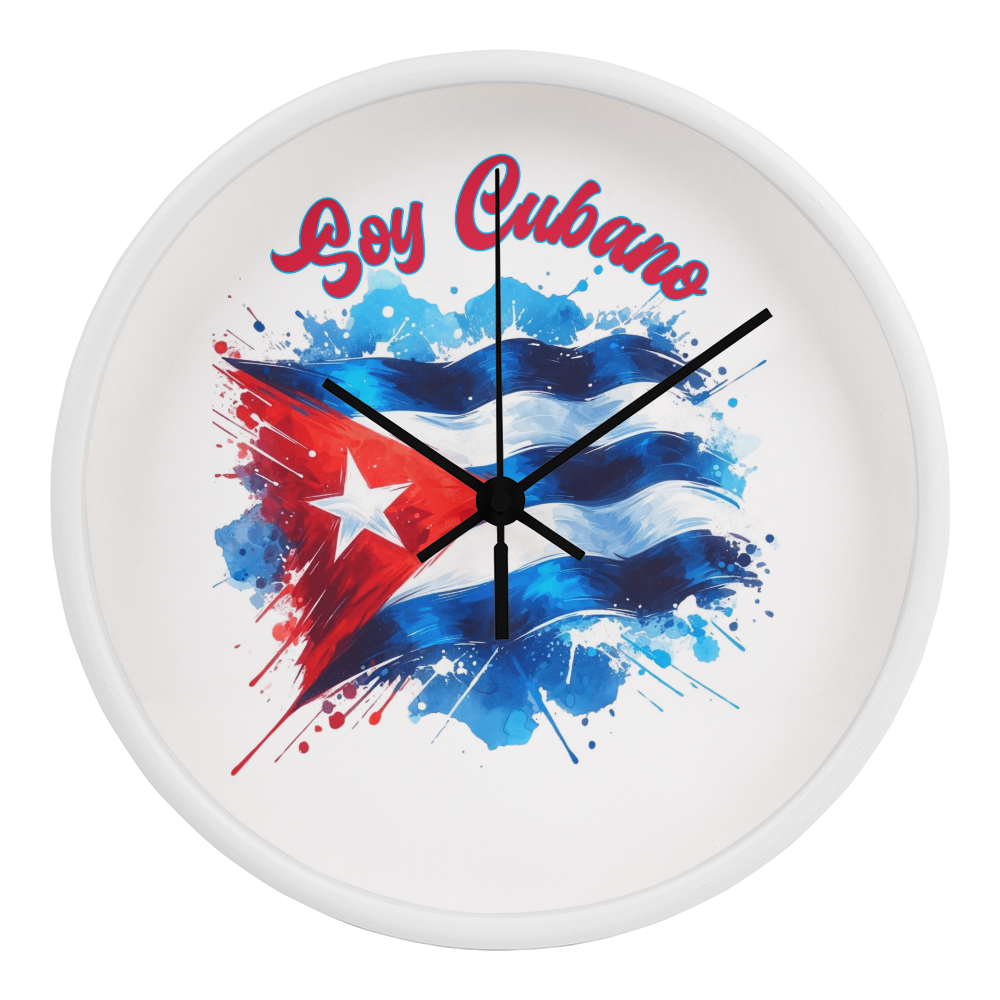 Wall Clock, Reloj de Pared - Soy Cubano, Cuban Design, Round Wood Frame
