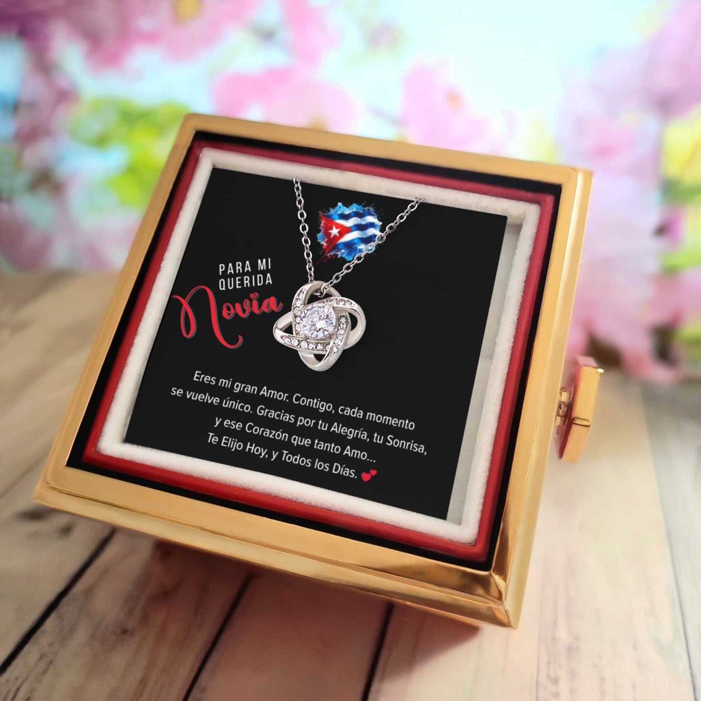Necklace, Collar Personalizado Para mi Novia - Love Knot Necklace en Rose Gift Box
