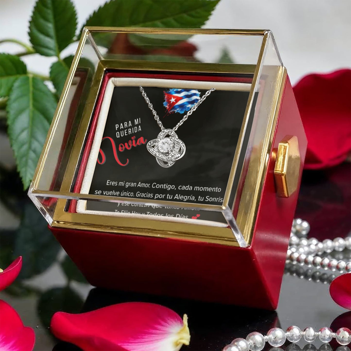 Necklace, Collar Personalizado Para mi Novia - Love Knot Necklace en Rose Gift Box