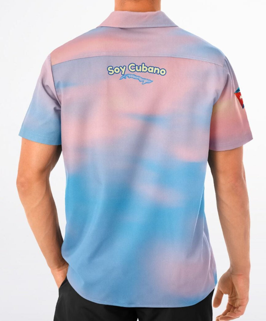 Shirt Camisa Cubana – Miami Beach Yellow Lifeguard Station, Bandera Cubana