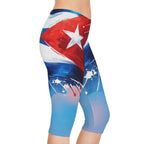 Licras Cortas para la Mujer Cubana - Artistic Printed Workout Pants, Stylish Yoga Wear, Festival Ready Leggings, Summer Activewear