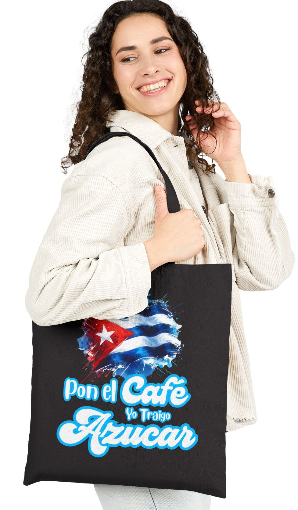 Tote Bag, Bolsa Negra Cubana - Pon el Café Yo Traigo Azucar, Gift for Coffee Lovers, Beach bag Main image