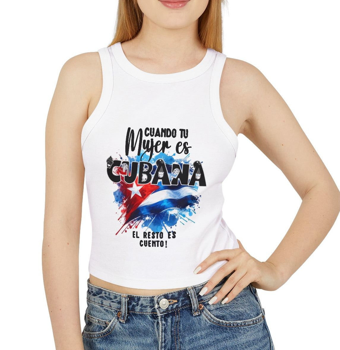 Crop Tee Blusita Cubana Cortica – Cuando Tu Mujer es Cubana, el Resto es Cuento Main image
