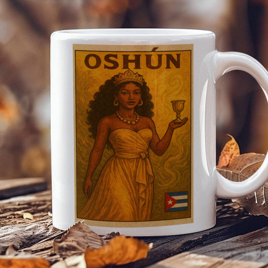 Oshún Ceramic Mug Custom-made - Belleza, Amor y Poder Dorado