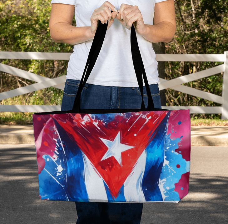 Tote Bag Weekender – Bolso Cubano Americano, Buenas Vibras Traigo