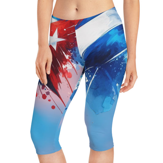 CAPRI Leggings, - Cuban-Inspired Women's Printed Workout Pants, Stylish Yoga Wear, Summer Activewear