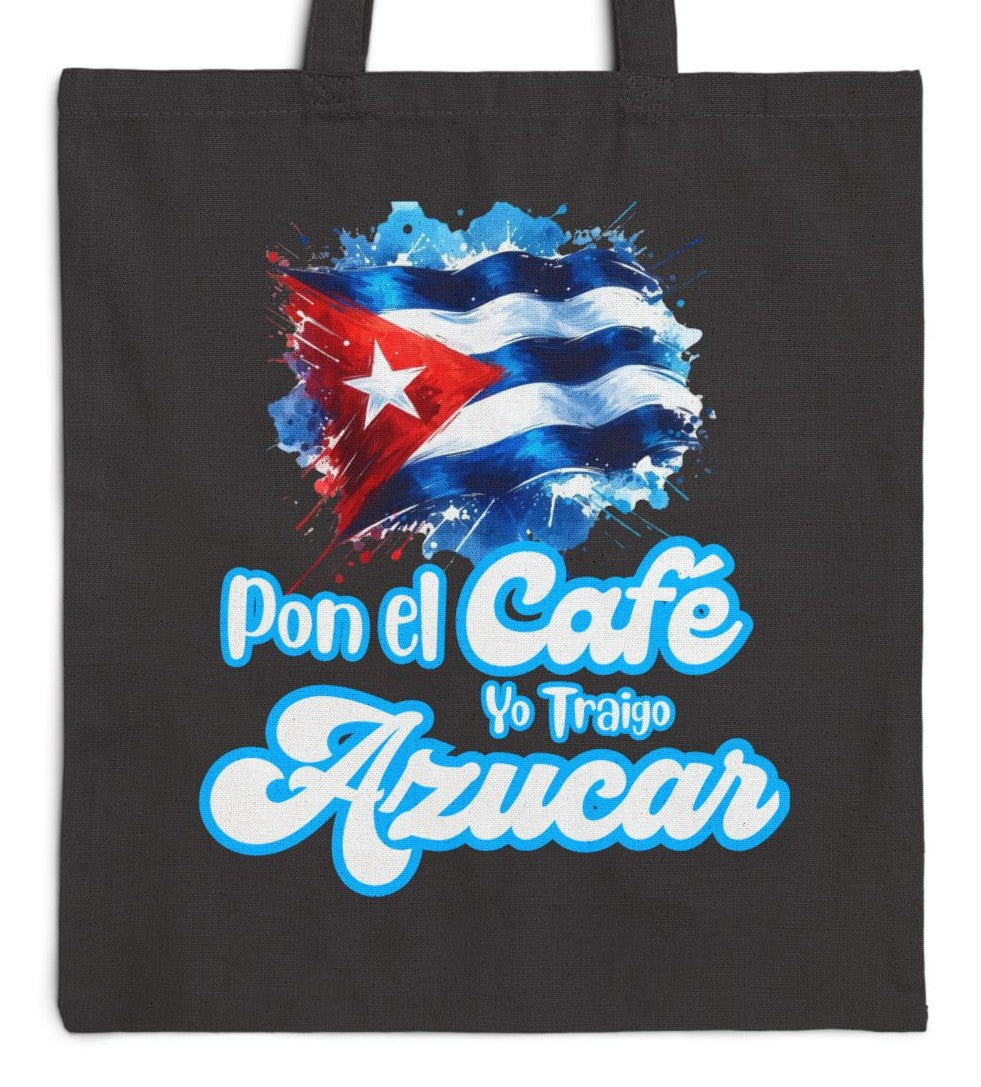 Tote Bag, Bolsa Negra Cubana - Pon el Café Yo Traigo Azucar, Gift for Coffee Lovers, Beach bag