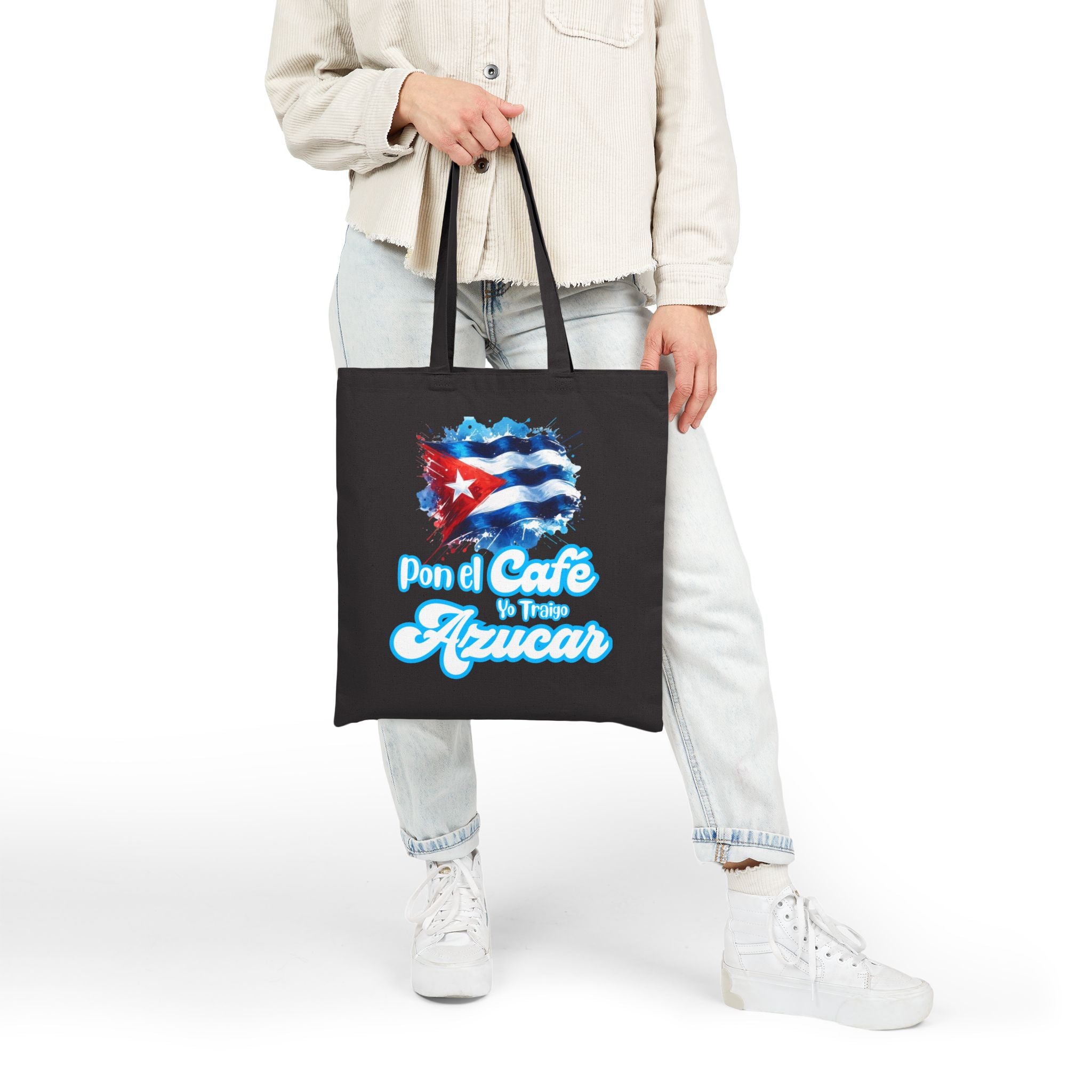 Tote Bag, Bolsa Negra Cubana - Pon el Café Yo Traigo Azucar, Gift for Coffee Lovers, Beach bag