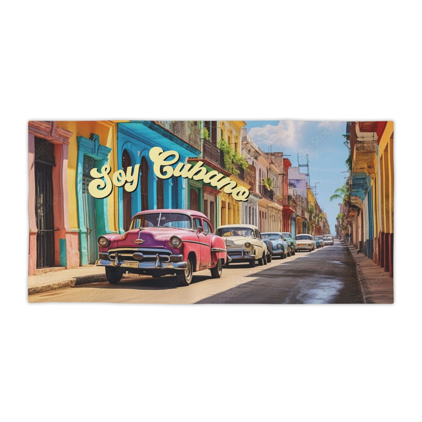 Cuban Beach Towel — "Soy Cubano" Cuba Vive en Mis Recuerdos
