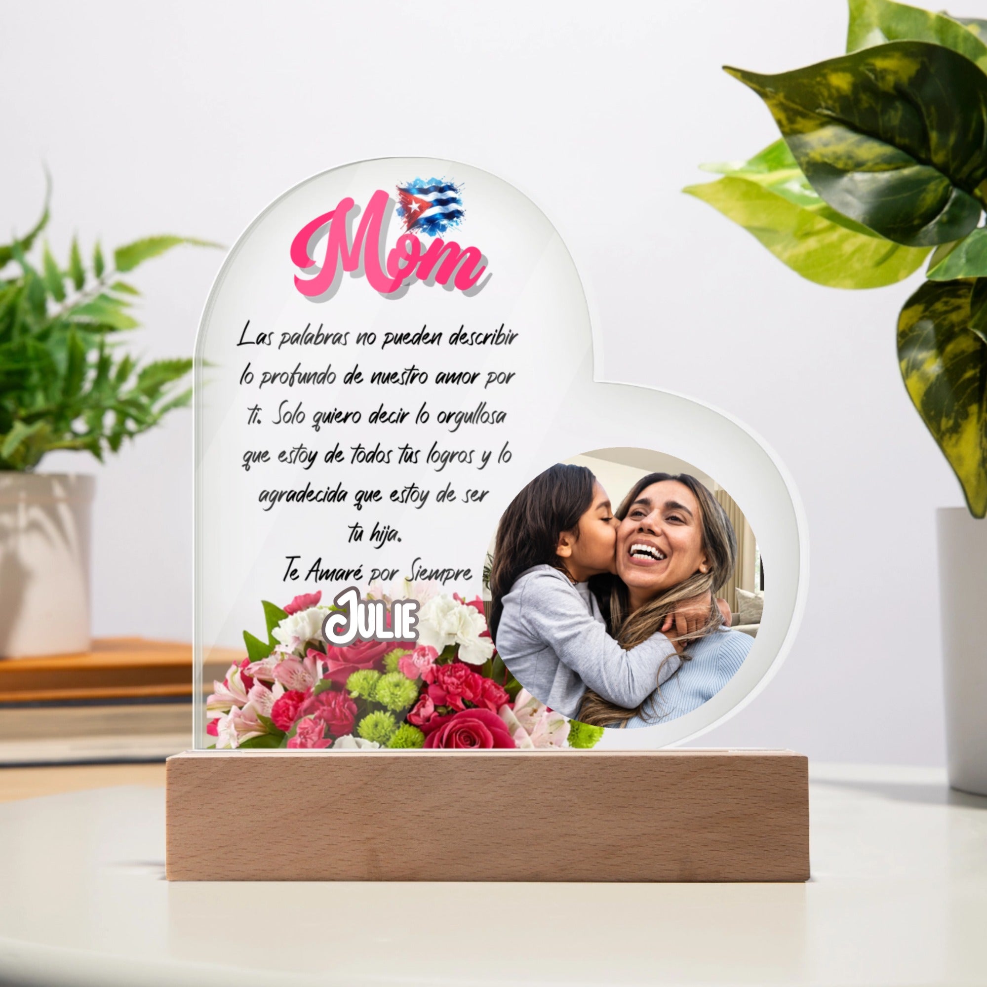 Placa acrílica con forma de corazón de mamá Imagen principal del producto