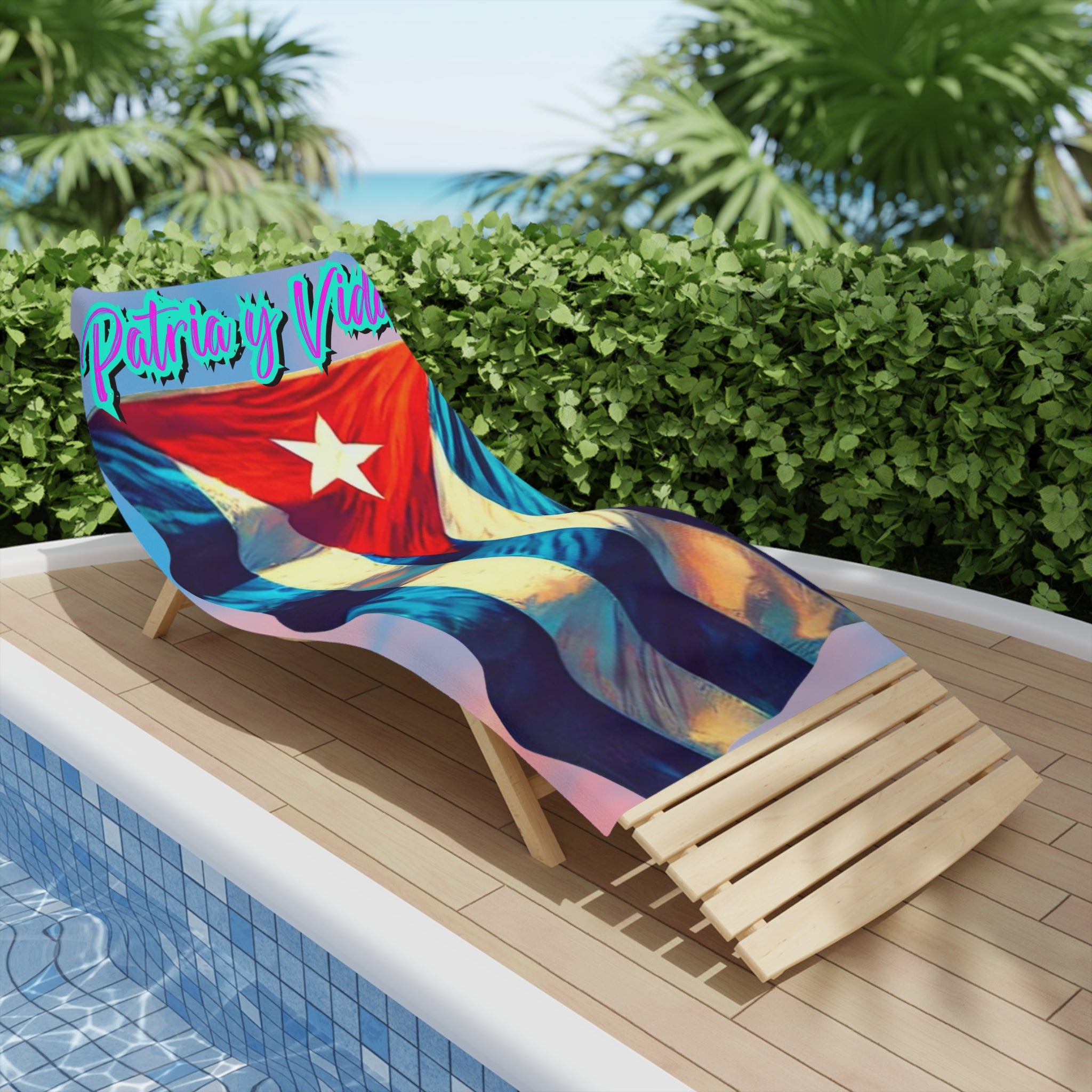 Cuban Beach Towel – Patria y Vida Vive en mi Corazón Secondary image