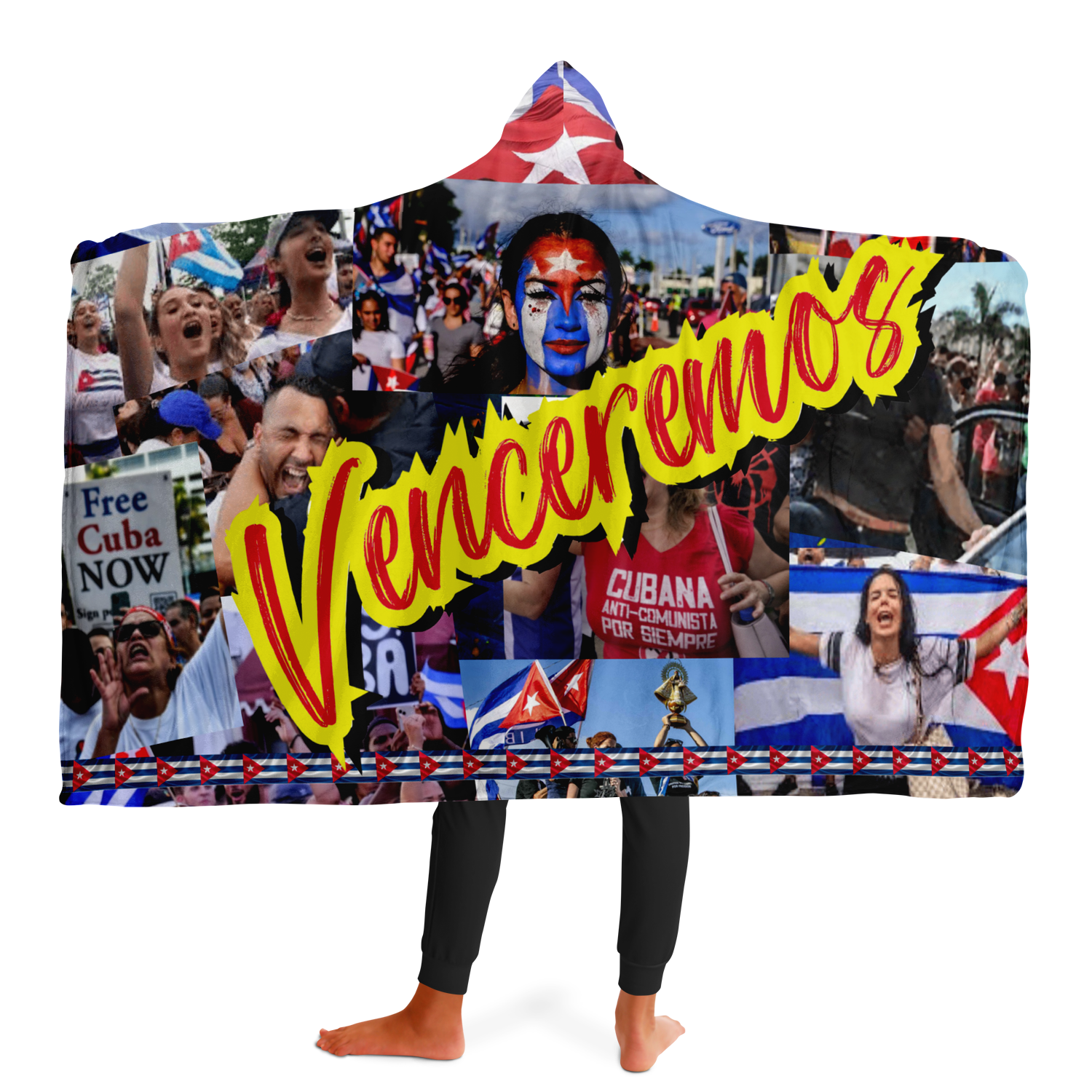 Frazada con Capucha - Venceremos Orgullo y Libertad Cubano Imagen principal del producto