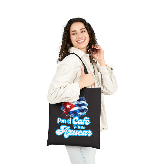 Tote Bag, Bolsa Negra Cubana - Pon el Café Yo Traigo Azucar, Gift for Coffee Lovers, Beach bag