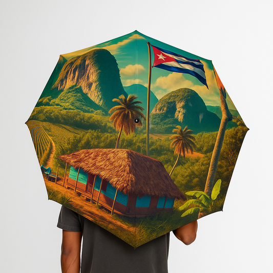 Sombrilla Orgullo Cubano - con Viñales Para Que Siempre Tengas Sombra Cubana
