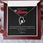 Forever Love Necklace, Personalized Sister - 18k Yellow Gold Plated or 14k White Gold Plated