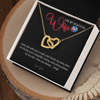 Necklace, for my Wife - Interlocking Hearts in 18K Yellow Gold or Polished Stainless Steel