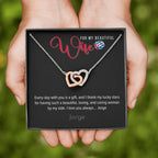 Necklace, for my Wife - Interlocking Hearts in 18K Yellow Gold or Polished Stainless Steel