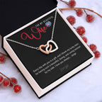 Necklace, for my Wife - Interlocking Hearts in 18K Yellow Gold or Polished Stainless Steel