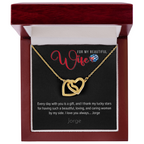 Necklace, for my Wife - Interlocking Hearts in 18K Yellow Gold or Polished Stainless Steel
